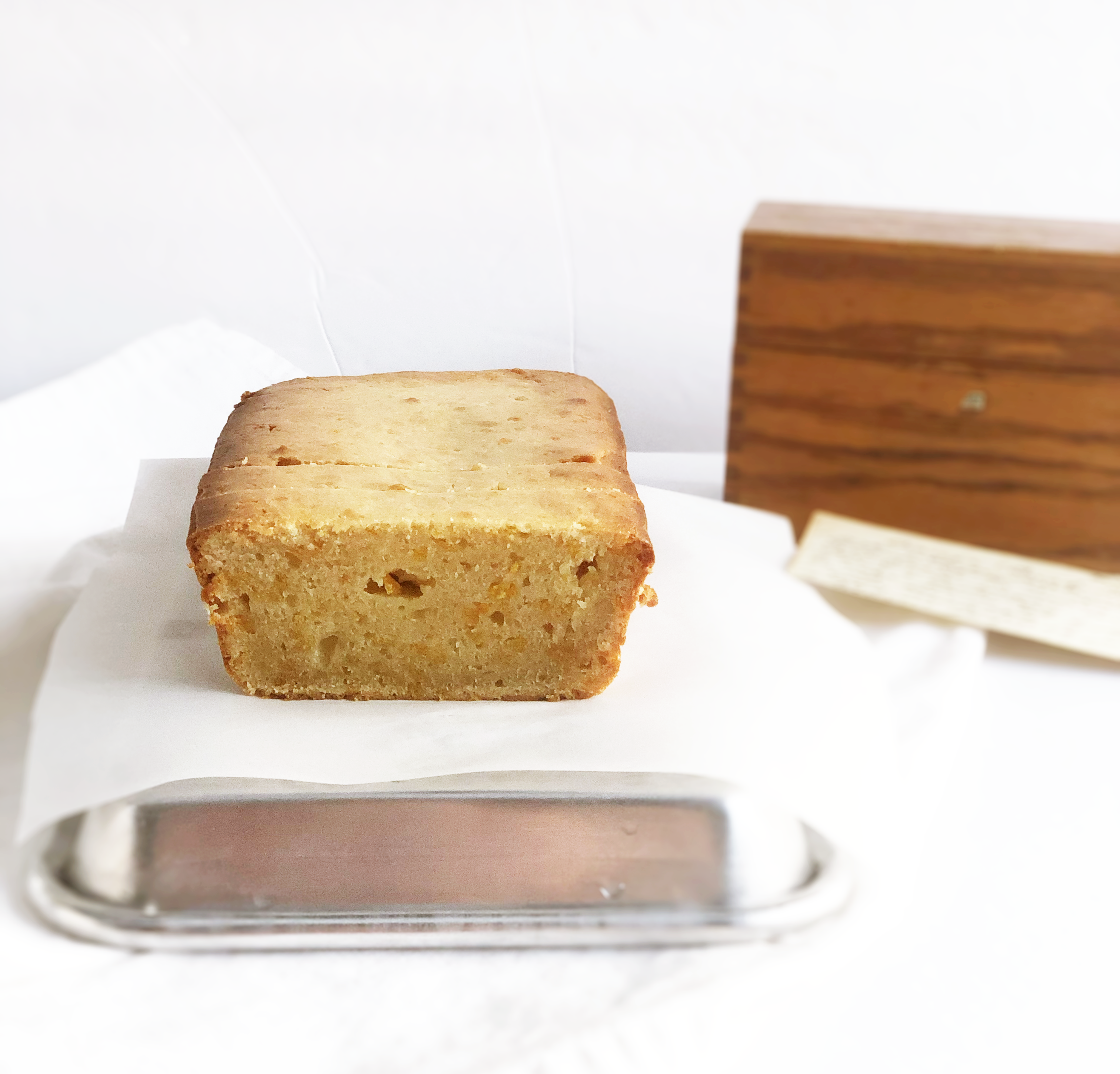 orange bread and vintage recipe box